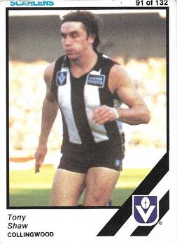 1984 Scanlens VFL #91 Tony Shaw Front